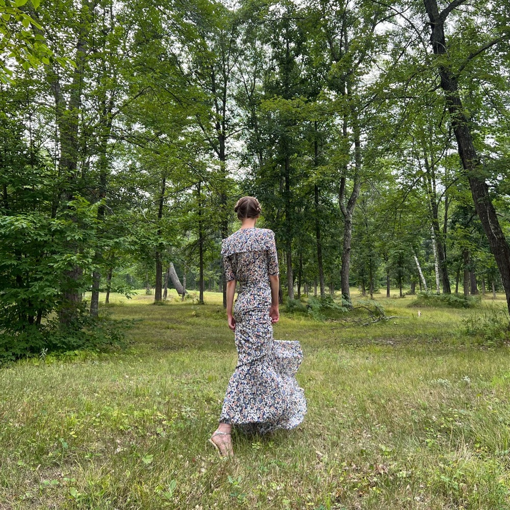 Veronica Beard Floral Maxi Dress in Blue and Cream - Picture 4 of 4